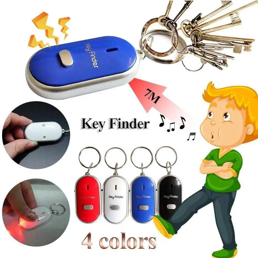 

Ключ анти-потерянный устройство для поиска ключей Светодиодный свисток, ключевой искатель мигающий пикающий звук Управление сигнализации ...