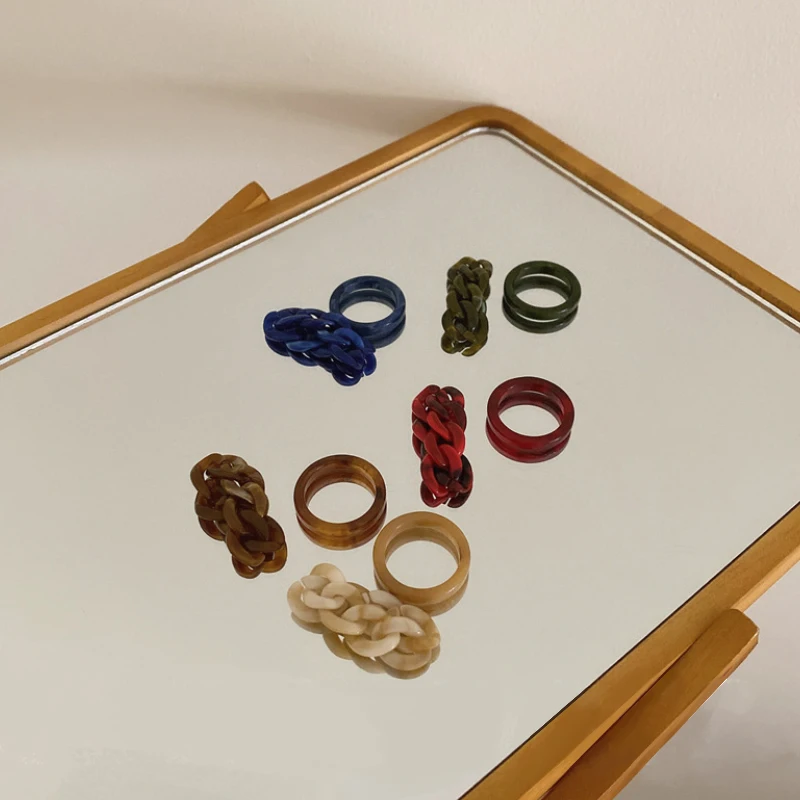 Korean Simple and Versatile Acrylic Acetate Niche Design Mixed Color Chain Shape Rings Party Jewelry
Korean Simple and Versatile Acrylic Acetate Niche Design Mixed Color Chain Shape Rings Party Jewelry