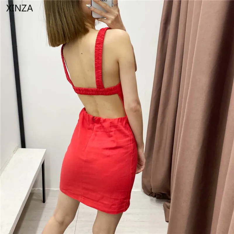 2021 Za Women Summer Ruched Tank Dress Sleeveless Elastic Straps Backless Red Party Dress Woman Sexy Strappy Mini Dresses
2021 Za Women Summer Ruched Tank Dress Sleeveless Elastic Straps Backless Red Party Dress Woman Sexy Strappy Mini Dresses