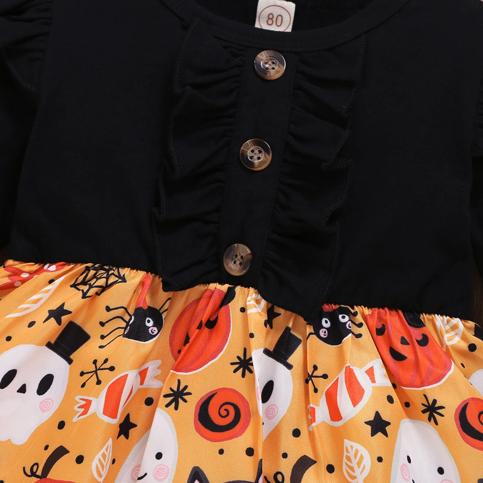 Girl Baby Flying Sleeve Button-Shaped Ruffled Cartoon Pumpkin Ghost Print Halloween Round Neck Long Sleeve Casual Princess Dress
Girl Baby Flying Sleeve Button-Shaped Ruffled Cartoon Pumpkin Ghost Print Halloween Round Neck Long Sleeve Casual Princess Dress
