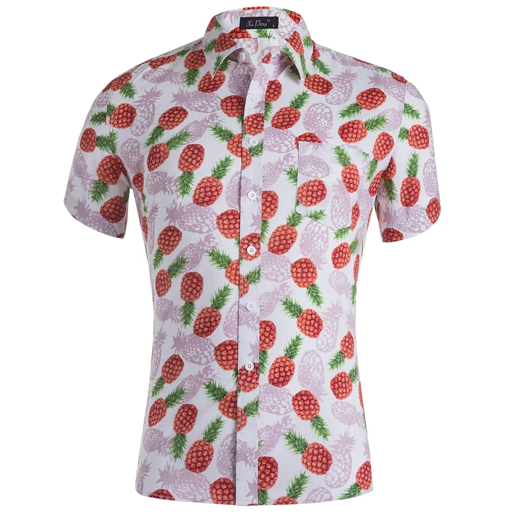 Tropical Plant Sunflower Men Clothing Casual Printed Men's Shirt Coconut Tree Clothes Collar Plant Sunflower Tops