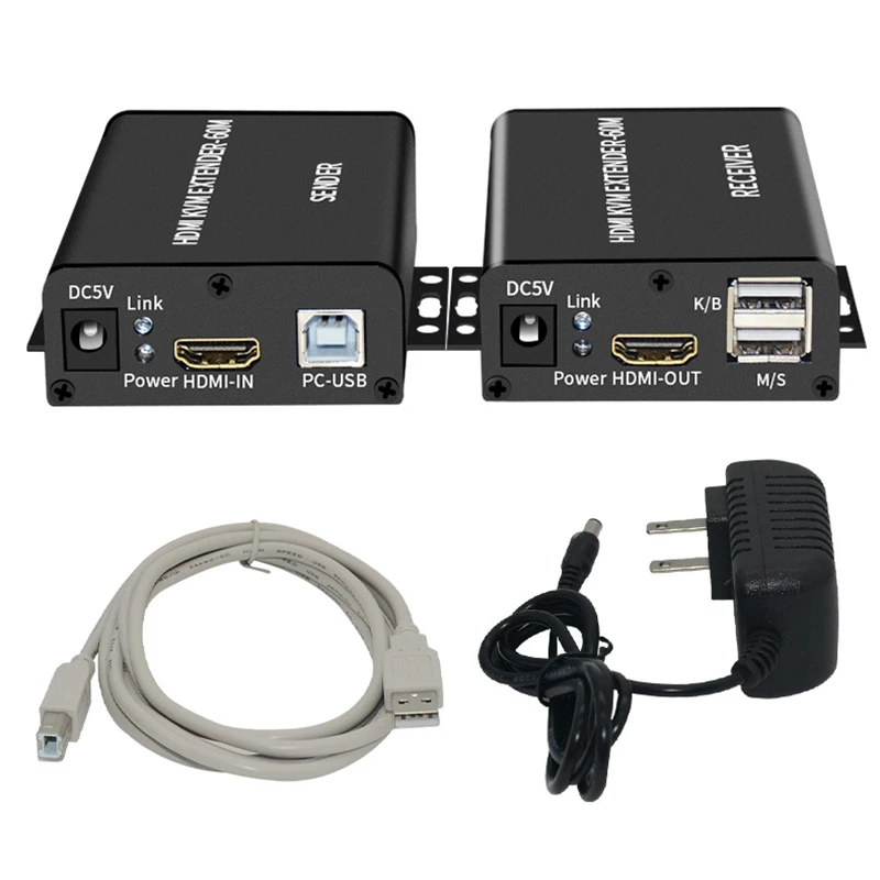 HDMI KVM extender 60M Support USB Mouse Keyboard Over cat5/6 ethernet cable CAT5/6 Extender Audio Video Converter | Электроника