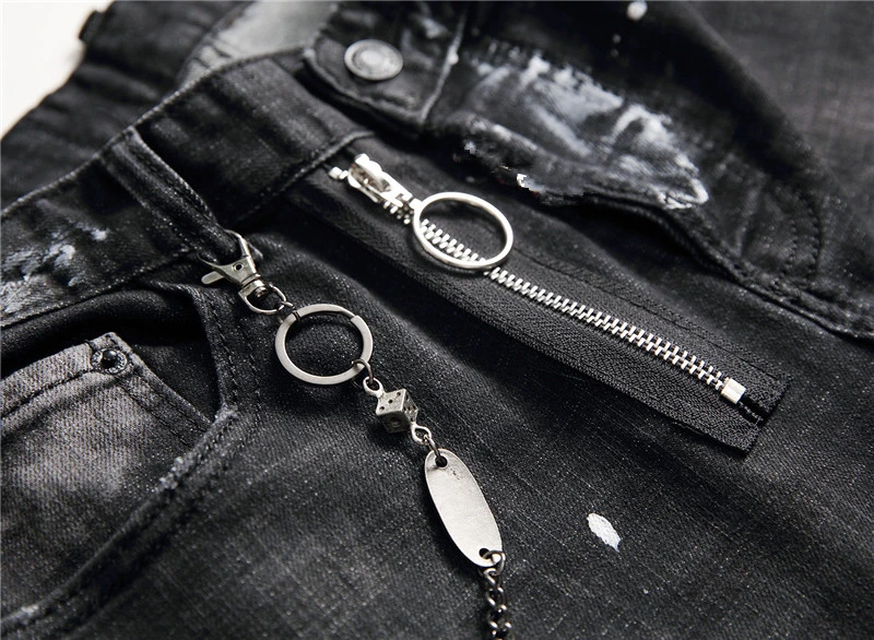 New mens jeans torn ripped splice paint clothing pants men skinny black jeans trousers streetwear for Winter hip hop
New mens jeans torn ripped splice paint clothing pants men skinny black jeans trousers streetwear for Winter hip hop