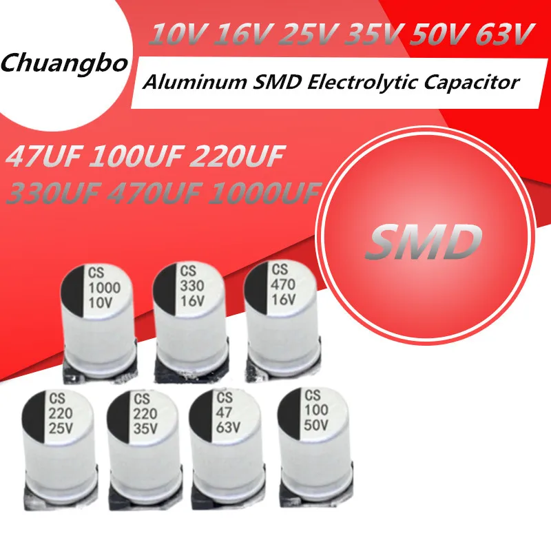 10pcs SMD Electrolytic capacitor aluminum 10V 16V 25V 35V 50V 63V 47UF 100UF 220UF 330UF 470UF 1000UF
10pcs SMD Electrolytic capacitor aluminum 10V 16V 25V 35V 50V 63V 47UF 100UF 220UF 330UF 470UF 1000UF