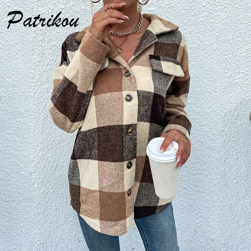 Autumn Khaki Women Plaid Shirt Long Sleeve Pocket Cardigan Blouses Coat Female Loose Single Breasted Outwear Casual Plaid Shirts
Autumn Khaki Women Plaid Shirt Long Sleeve Pocket Cardigan Blouses Coat Female Loose Single Breasted Outwear Casual Plaid Shirts