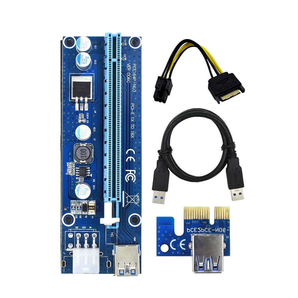 50 шт., Райзер PCIE 006C, видеокарта Райзер, PCI Express X16, USB 3,0, 6 контактов на SATA, адаптер Райзер, карта для майнинга биткоинов
50 шт., Райзер PCIE 006C, видеокарта Райзер, PCI Express X16, USB 3,0, 6 контактов на SATA, адаптер Райзер, карта для майнинга биткоинов