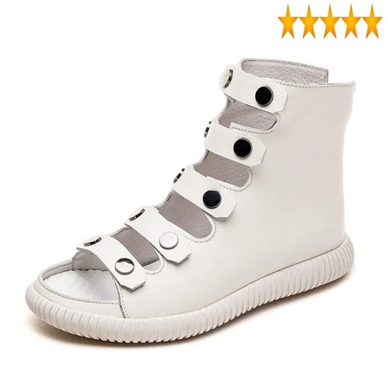 Hollow Out High-Top Women Height Increasing Summer Ankle Boots Genuine Leather Peep Toe White Sandals Plus Size 41
Hollow Out High-Top Women Height Increasing Summer Ankle Boots Genuine Leather Peep Toe White Sandals Plus Size 41