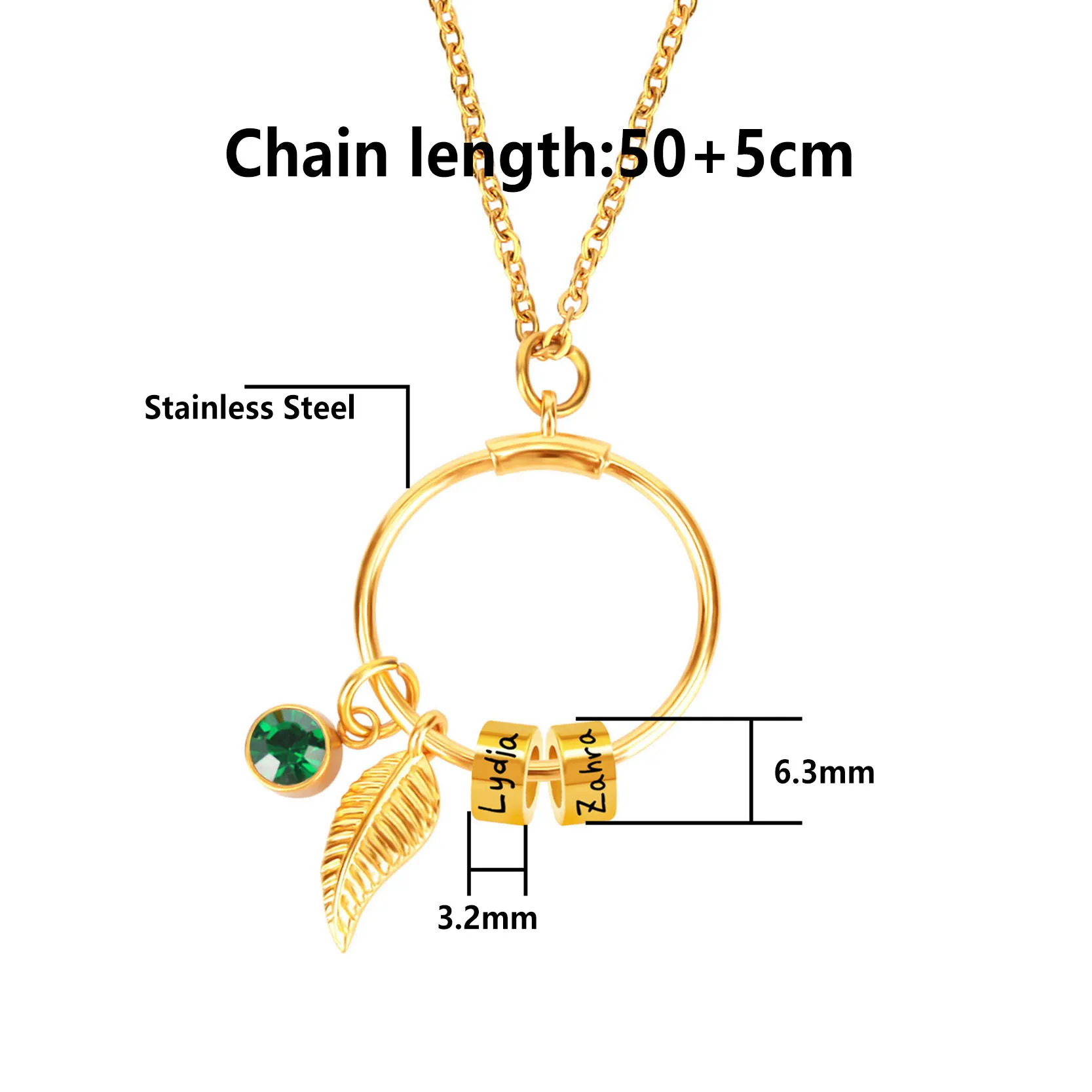 Custom Stainless Steel Bead Pendant Necklace Bohemia Leaf and 12 Months Birthday Birthstone Necklace Personalized 1-7 Name Beads
Custom Stainless Steel Bead Pendant Necklace Bohemia Leaf and 12 Months Birthday Birthstone Necklace Personalized 1-7 Name Beads