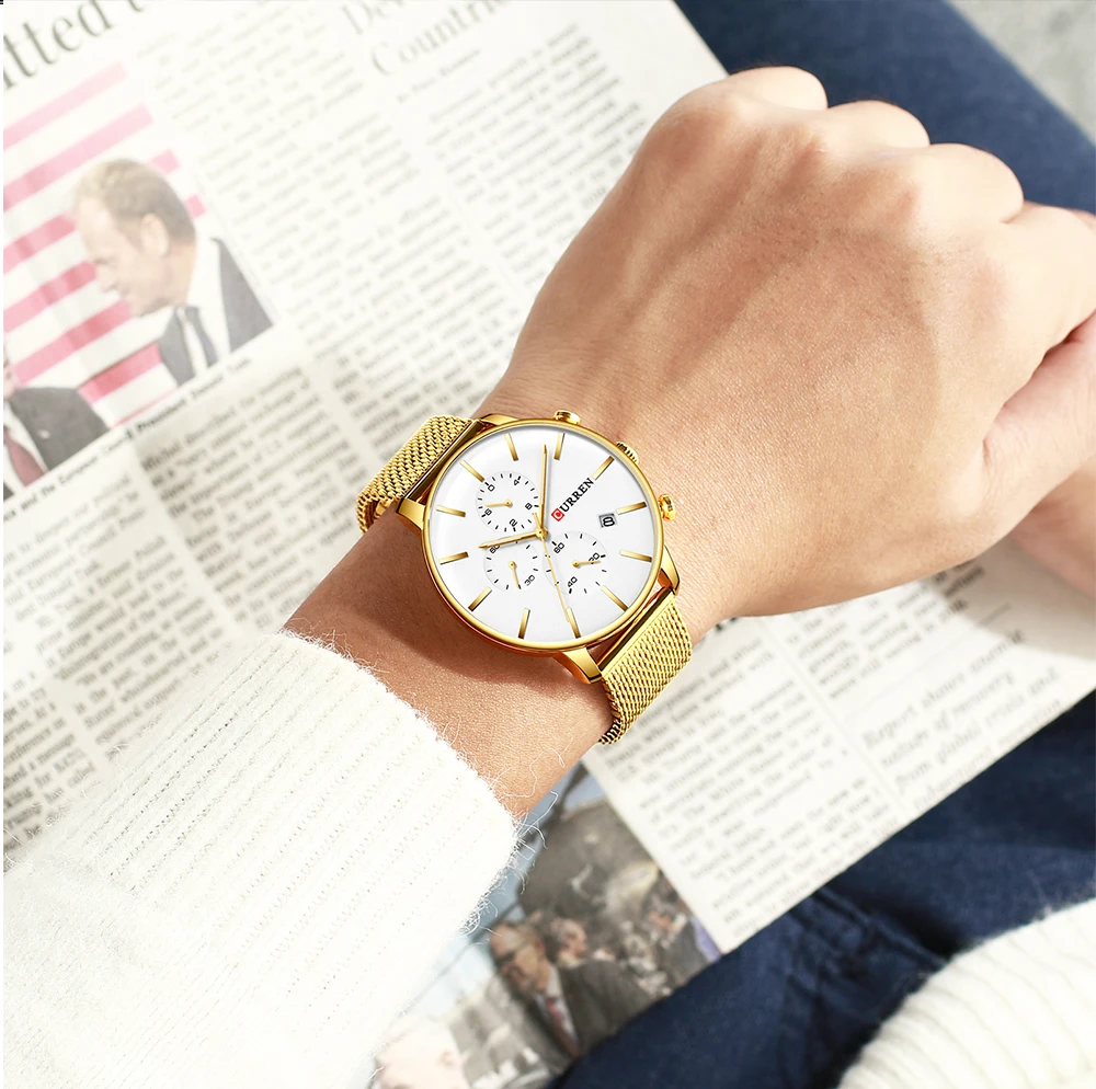 Curren Modern Fashion Men's Sport Quartz Watch Men Chronograph Date Waterproof Gold Business Wrist watch man Horloges Mannen
Curren Modern Fashion Men's Sport Quartz Watch Men Chronograph Date Waterproof Gold Business Wrist watch man Horloges Mannen