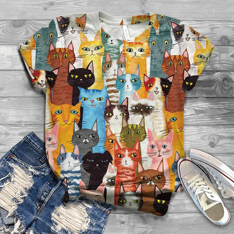 Summer new style 3D printing two cats round neck large size fashion street casual trend ladies T-shirt
Summer new style 3D printing two cats round neck large size fashion street casual trend ladies T-shirt