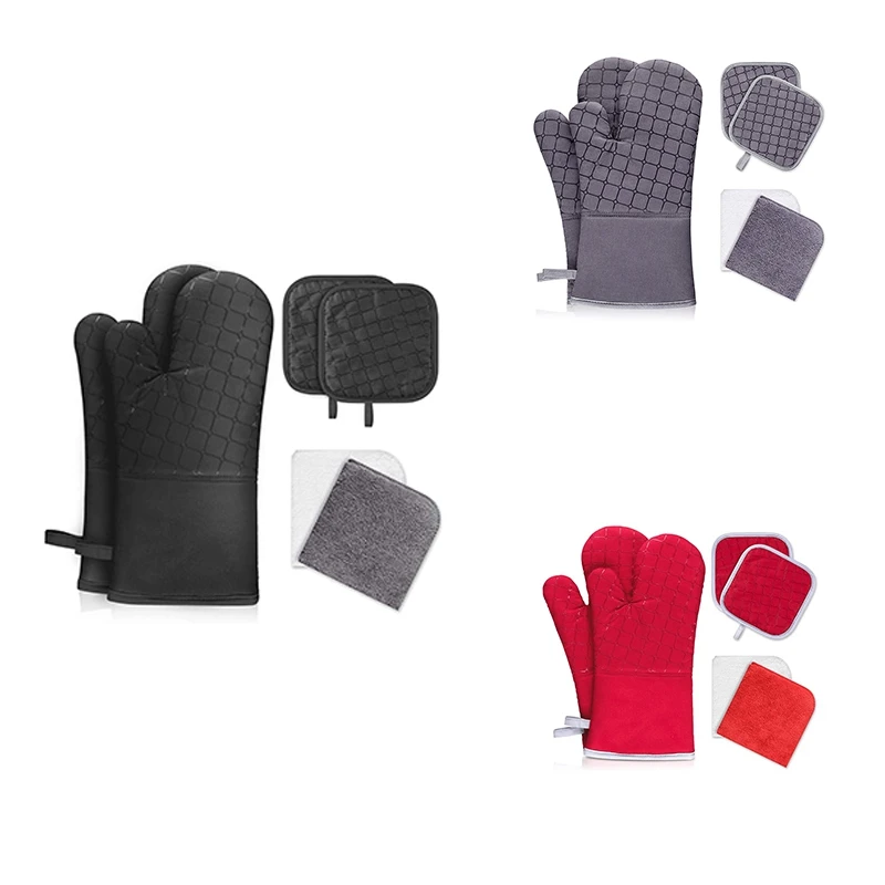 6Pcs Oven Mitts, 500℉ Heat Resistant Oven Mitts with Kitchen Towels Soft Cotton Lining and Non-Slip Surface
6Pcs Oven Mitts, 500℉ Heat Resistant Oven Mitts with Kitchen Towels Soft Cotton Lining and Non-Slip Surface