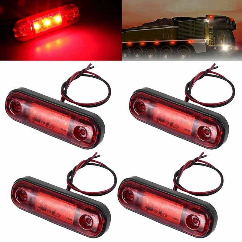 4X Red 3 LED 3.4Inch Side Marker Light Lamp Truck Trailer Tail Light Signal Indicator Camper RV Waterproof 12V-24V
4X Red 3 LED 3.4Inch Side Marker Light Lamp Truck Trailer Tail Light Signal Indicator Camper RV Waterproof 12V-24V