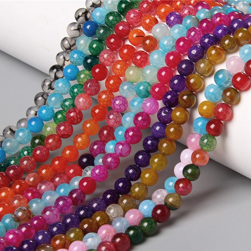 Natural Stone Beads Colorful Blue Red Black Fire Dragon Agates Round Loose Spacer Beads For Handmade Jewelry Making DIY Bracelet
Natural Stone Beads Colorful Blue Red Black Fire Dragon Agates Round Loose Spacer Beads For Handmade Jewelry Making DIY Bracelet