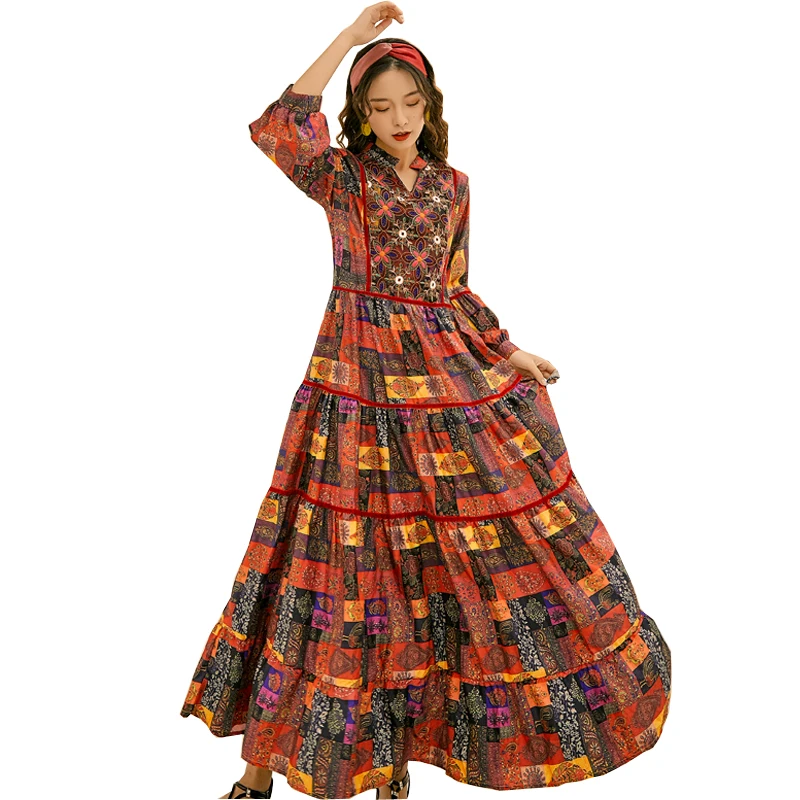 Vestidos De Mujer Autumn Bohemia Long Dress Colorful Floral Embroidery Loose Robe Femme Muslim Arabian Oman Elegant Maxi Dresses
Vestidos De Mujer Autumn Bohemia Long Dress Colorful Floral Embroidery Loose Robe Femme Muslim Arabian Oman Elegant Maxi Dresses