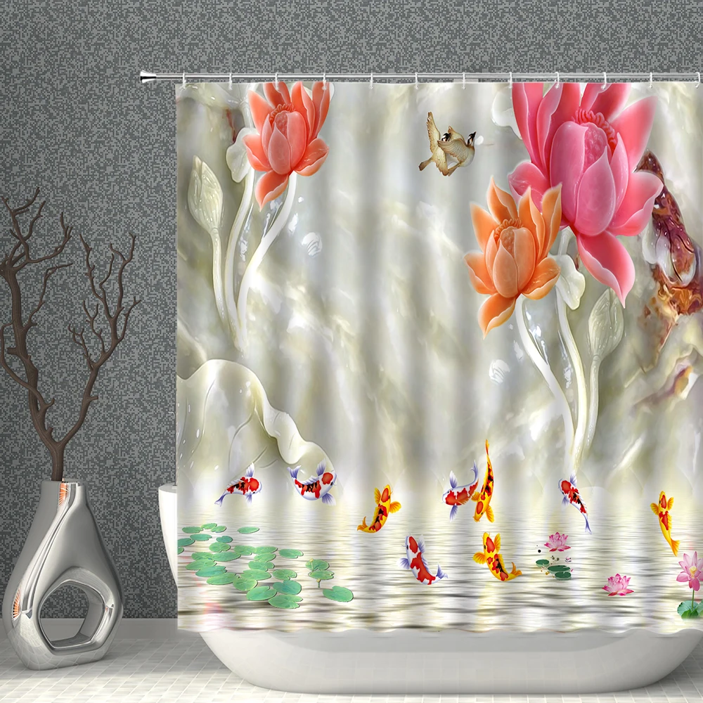 Printing Pattern Shower Curtain Rose Flower Lotus 3D Waterproof Polyester Fabric Household Decoration With Hooks Bathroom Screen
Printing Pattern Shower Curtain Rose Flower Lotus 3D Waterproof Polyester Fabric Household Decoration With Hooks Bathroom Screen