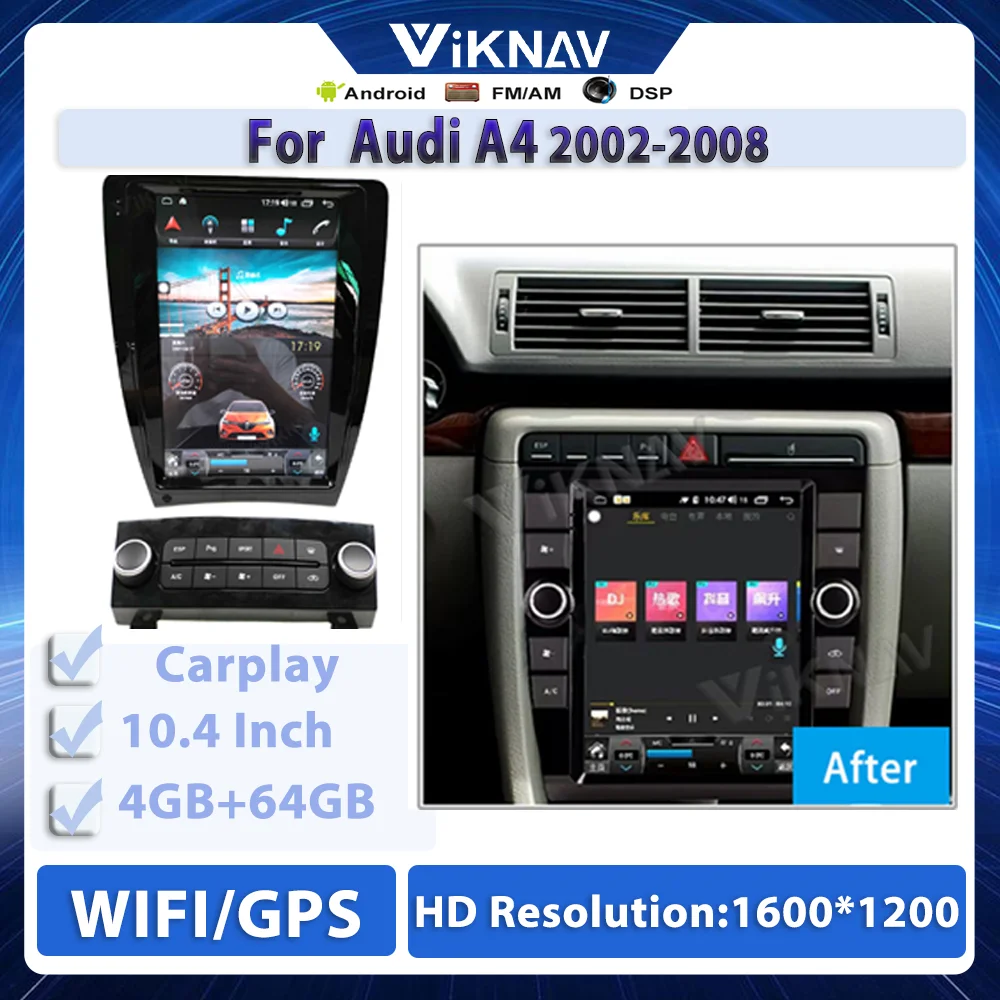Android GPS навигатор для 10,4 дюймового Audi A4 2002-2008 автомобильное радио стерео carplay автомобильное радио сенсорный экран мультимедийный плеер голов...
Android GPS навигатор для 10,4 дюймового Audi A4 2002-2008 автомобильное радио стерео carplay автомобильное радио сенсорный экран мультимедийный плеер голов...