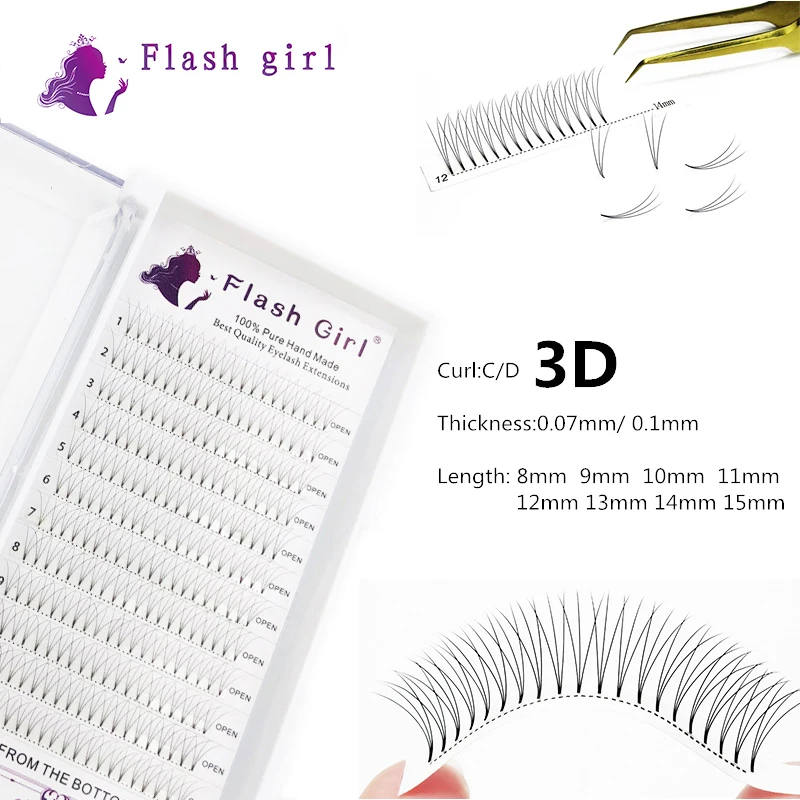 Flash Girl Makeup Wholesale 3D 0.07-0.1mm C D Premade Volume Fans Handmade Eyelash Extensions Beauty False Eyelash
Flash Girl Makeup Wholesale 3D 0.07-0.1mm C D Premade Volume Fans Handmade Eyelash Extensions Beauty False Eyelash