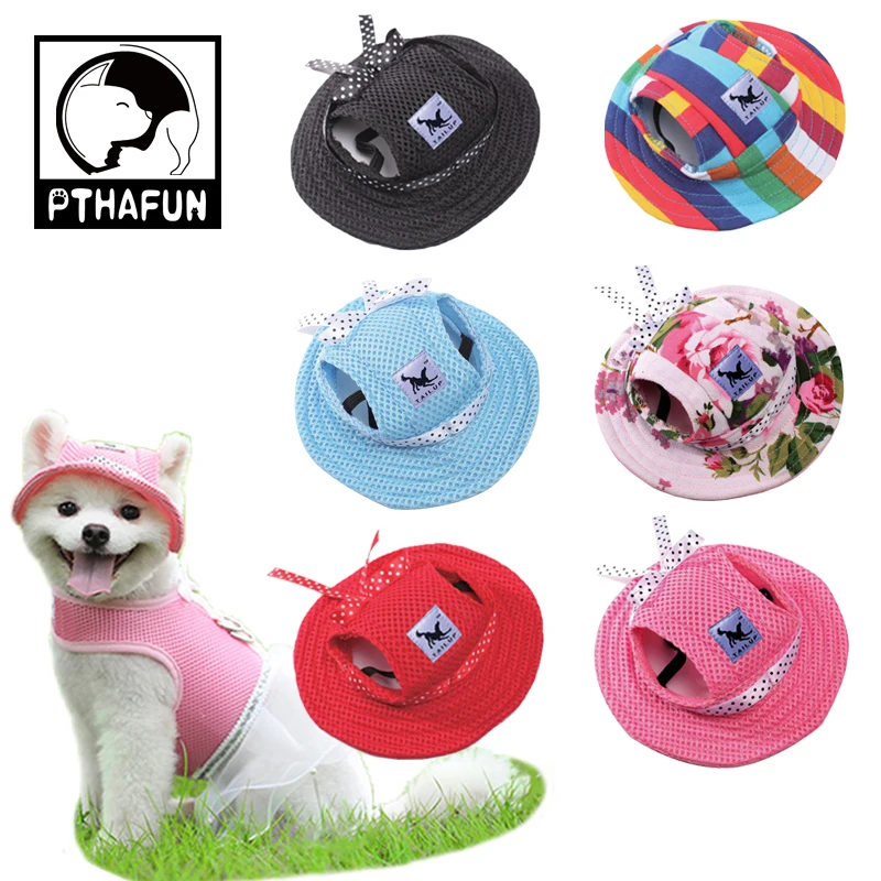 

Pets Dog Hat Round Brim Dogs Cap With Ear Holes For Puppy Pet Grooming Dress Up Hat Outdoor Porous Sun Cap Bonnet Visor
