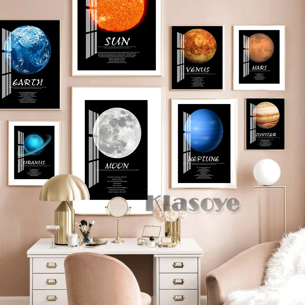 Planet Map Poster Earth Moon Venus Neptune Mars Jupiter Astronomy Art Prints Outer Space Decor Canvas Painting Room Decorate
Planet Map Poster Earth Moon Venus Neptune Mars Jupiter Astronomy Art Prints Outer Space Decor Canvas Painting Room Decorate