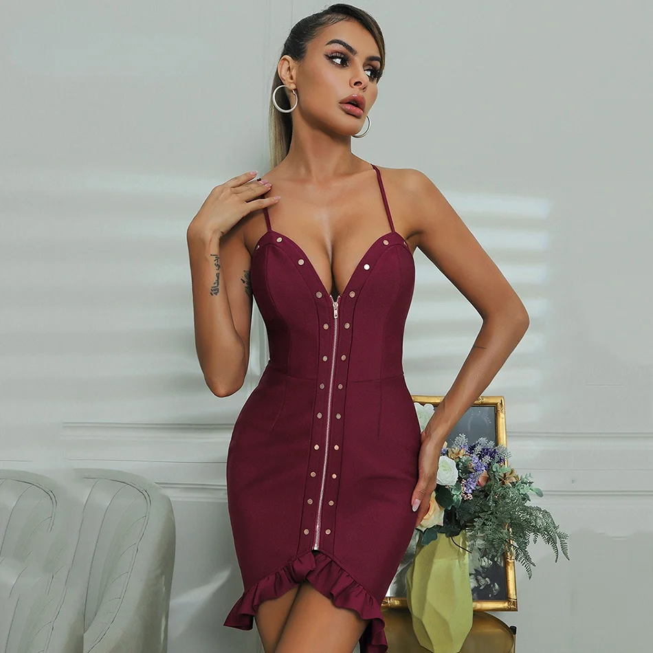 Соблазнительное облегающее Бандажное платье на бретельках с V-образным вырезом и оборками, новинка 2021, элегантное дизайнерское клубвечерни... 
Соблазнительное облегающее Бандажное платье на бретельках с V-образным вырезом и оборками, новинка 2021, элегантное дизайнерское клубвечерни...