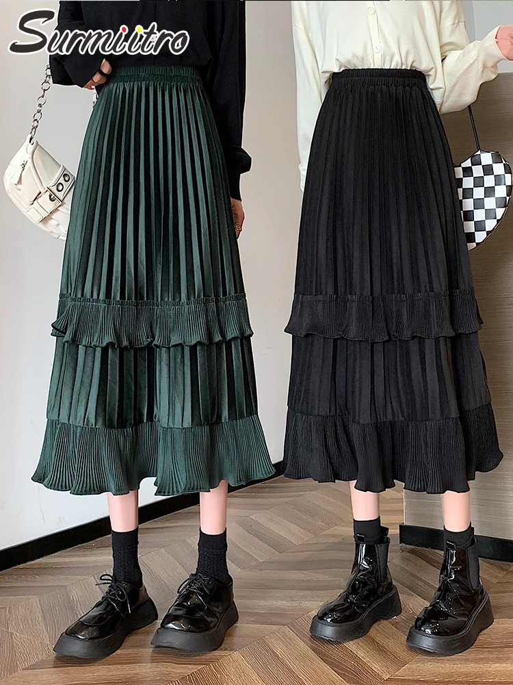 SURMIITRO 2021 Autumn Winter Quality Velvet Midi Long Pleated Skirt Women Korean Style Mid-Length High Waist A Line Skirt Female
SURMIITRO 2021 Autumn Winter Quality Velvet Midi Long Pleated Skirt Women Korean Style Mid-Length High Waist A Line Skirt Female