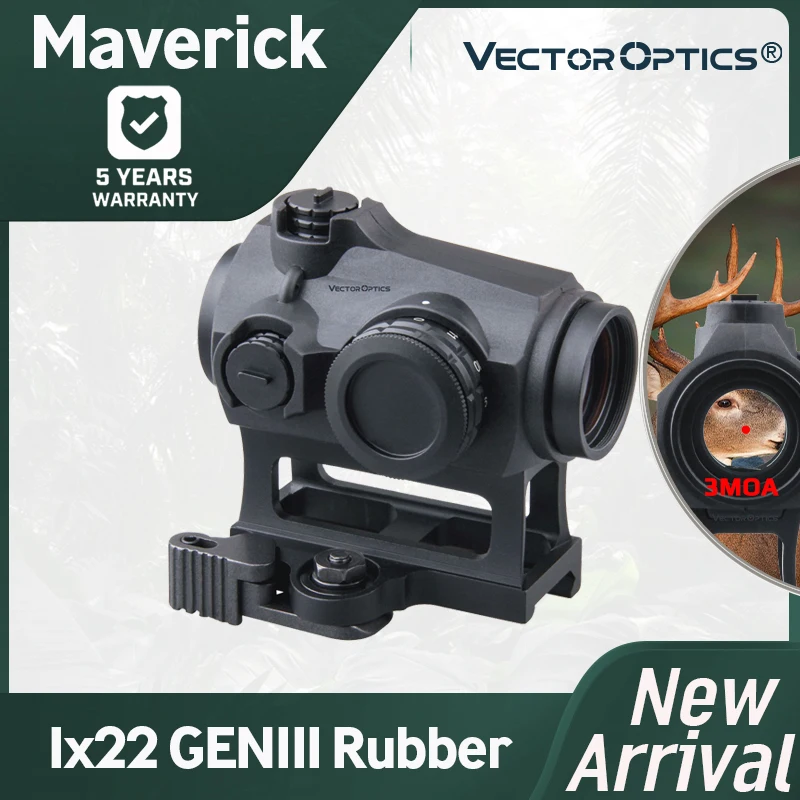 Vector Optics Maverick 1x22 MIL Red Dot Sigh Hunting Collimator Reflex Scope QD 21mm Fits AR .223 7.62mm Shotgun 12ga & Airsoft
Vector Optics Maverick 1x22 MIL Red Dot Sigh Hunting Collimator Reflex Scope QD 21mm Fits AR .223 7.62mm Shotgun 12ga & Airsoft