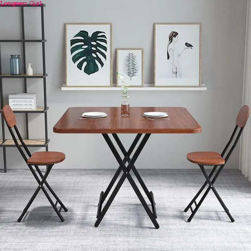 

Портативный складной стол, современный простой обеденный стол для гостиной, набор мебели из массива дерева, кухонный стол для ресторана, ск...
