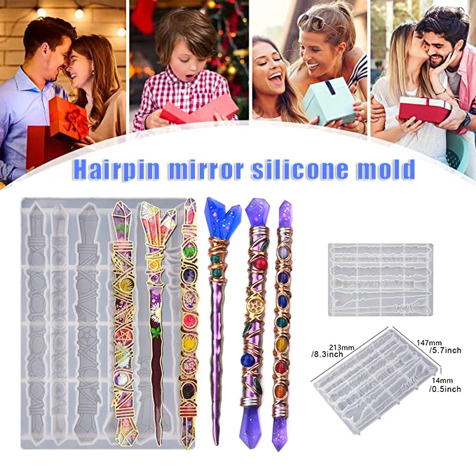 Silicone Magical Wand Mould with 6 Different Unique Pattern DIY Epoxy Sword Casting Mold for Children A66
Silicone Magical Wand Mould with 6 Different Unique Pattern DIY Epoxy Sword Casting Mold for Children A66