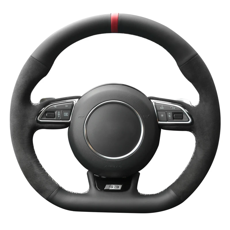 Hand sewing Black Alcantara Car Steering Wheel Cover for Audi S3 2014-2017 S5 2012-2016
Hand sewing Black Alcantara Car Steering Wheel Cover for Audi S3 2014-2017 S5 2012-2016