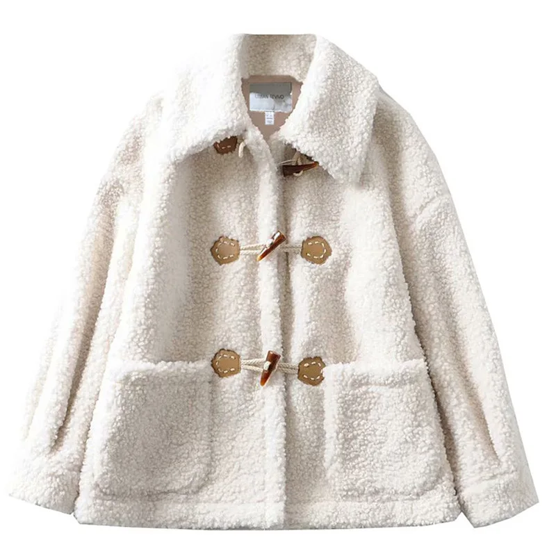 Autumn / Spring 2021 Women's Wool Coat Age Reduction Lapel Loose Plush Ox Horn Button Lamb Fur Coat Female Spring
Autumn / Spring 2021 Women's Wool Coat Age Reduction Lapel Loose Plush Ox Horn Button Lamb Fur Coat Female Spring