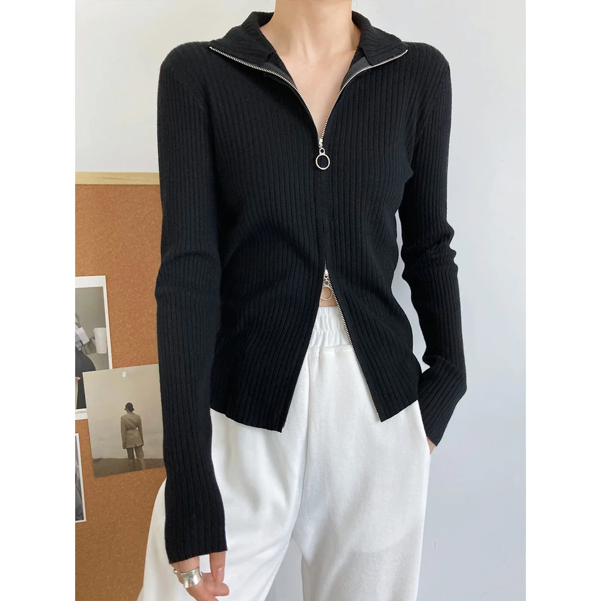 Autumn Casual Women Sweater Polo's Neck Two-way Zipper Cardigan Women's Slim Thin Bottomed Top
Autumn Casual Women Sweater Polo's Neck Two-way Zipper Cardigan Women's Slim Thin Bottomed Top