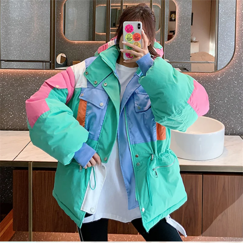 Candy Color Hooded Winter Thick Warm Coat Women Korean Loose Parka Tooling Cotton Padded Jacket Ladies Overcoat Streetwear G1369
Candy Color Hooded Winter Thick Warm Coat Women Korean Loose Parka Tooling Cotton Padded Jacket Ladies Overcoat Streetwear G1369