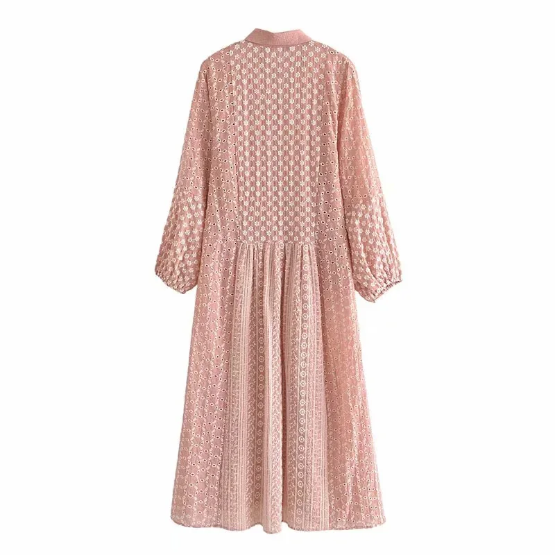 Za Women's Shirts Dresses Flower Embroidery Midi Dress Female Vestidos Mujer Femme Robes Vintage Long Sleeves Pink Loose Summer
Za Women's Shirts Dresses Flower Embroidery Midi Dress Female Vestidos Mujer Femme Robes Vintage Long Sleeves Pink Loose Summer