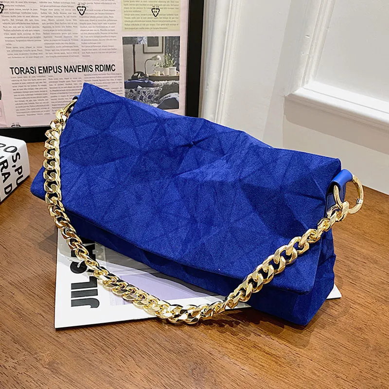 2022 INS Women Foldout Party Clutches Brand Designer Chain Shoulder Bags Ladies Suede Handbags Blue Green Yellow Axillary Bags
2022 INS Women Foldout Party Clutches Brand Designer Chain Shoulder Bags Ladies Suede Handbags Blue Green Yellow Axillary Bags