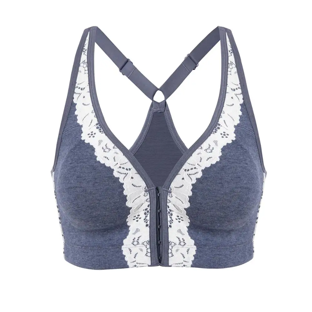 Hot Sale Women's Wirefree Full Figure Cotton Bra Front Closure X-shape Back Support Lace Bras Plus Size
Hot Sale Women's Wirefree Full Figure Cotton Bra Front Closure X-shape Back Support Lace Bras Plus Size