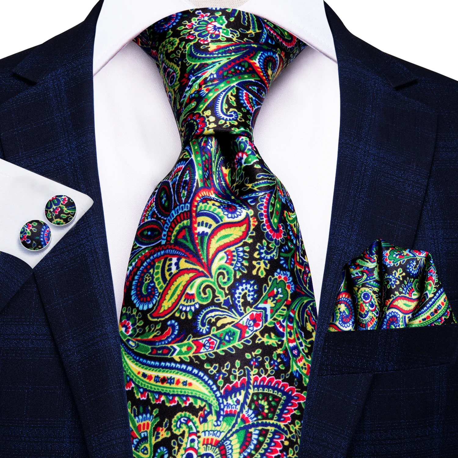Hi-Tie Green New Fashion Business Paisley 100% Silk Men's Tie NeckTie 8.5cm Ties for Men Formal Luxury Wedding Quality Gravata |