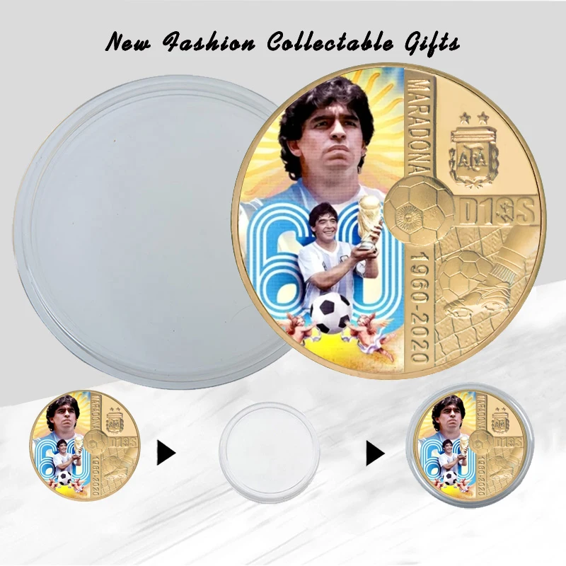 1960-2020 RIP Diego Maradona Gold Plated Commemorative Coin Set with Coin Holder Football Challenge Coins Souvenir Gift for Him
1960-2020 RIP Diego Maradona Gold Plated Commemorative Coin Set with Coin Holder Football Challenge Coins Souvenir Gift for Him