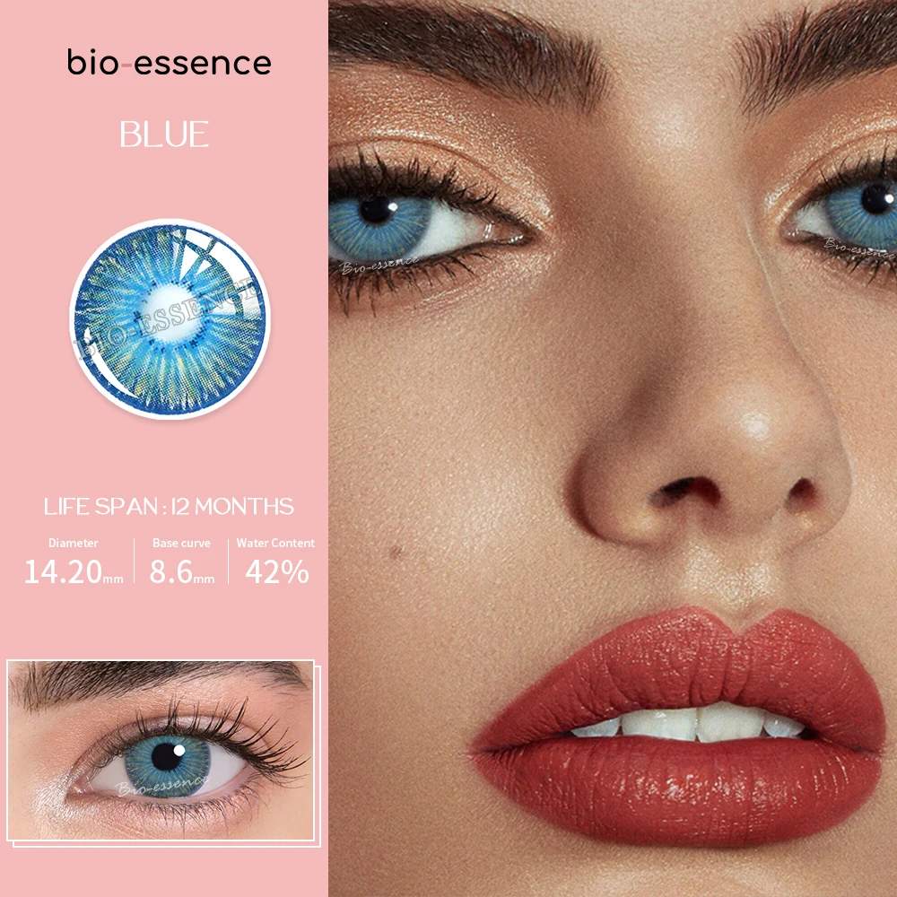 

Био-эссенция, 1 пара контактных линз New York PRO, контактные линзы синего цвета для глаз, Модные Цветные линзы, косметика