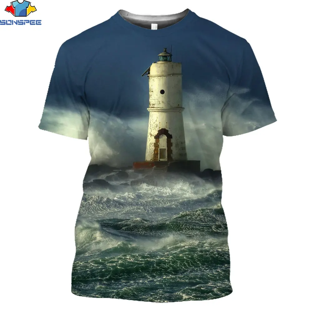 SONSPEE 3D Seaside lighthouse T-shirt 2021 summer Unisex Casual Short sleeve Men 3D style Street wear Pullover Clothing
SONSPEE 3D Seaside lighthouse T-shirt 2021 summer Unisex Casual Short sleeve Men 3D style Street wear Pullover Clothing