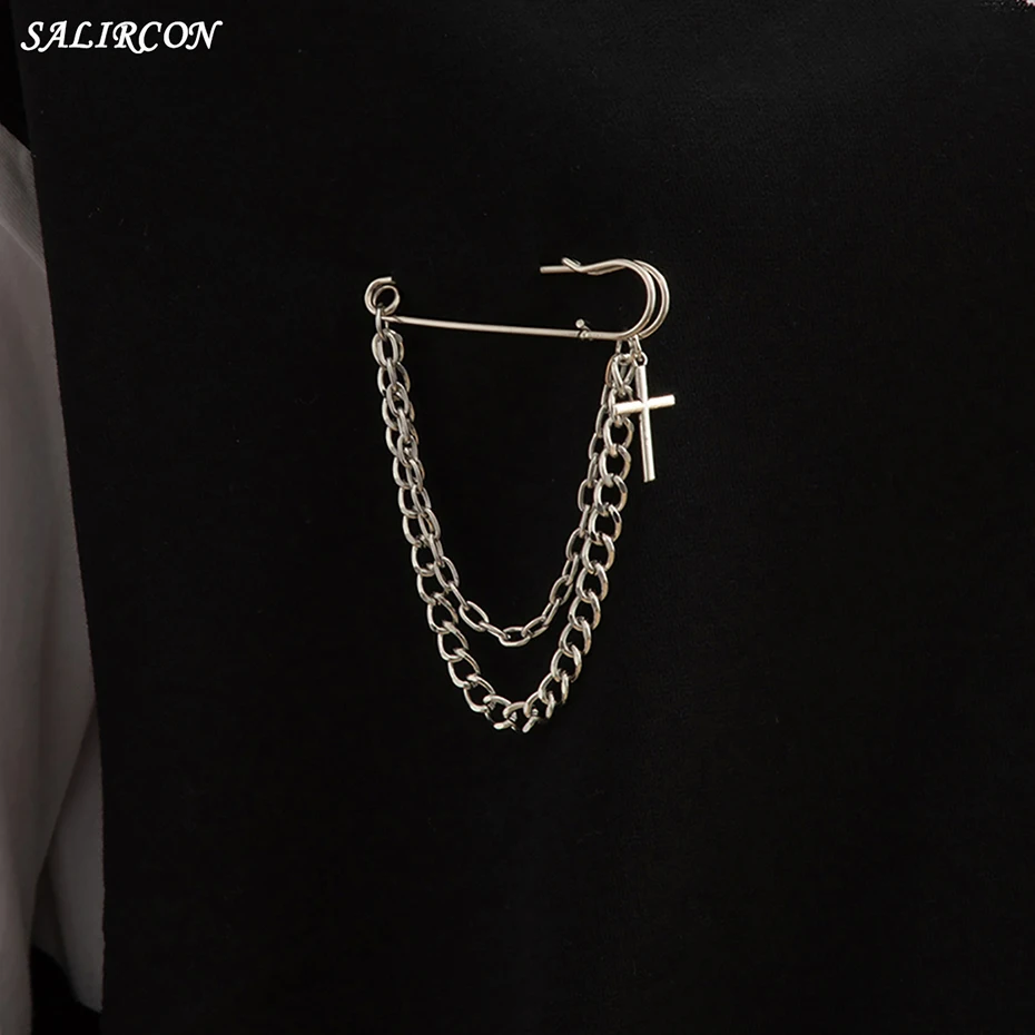 Goth Bear Cross Pendant Tassel Chains Brooches Vintage Stainless Steel Geometric Safety Lapel Pins Clothes Decoration Jewelry 
Goth Bear Cross Pendant Tassel Chains Brooches Vintage Stainless Steel Geometric Safety Lapel Pins Clothes Decoration Jewelry