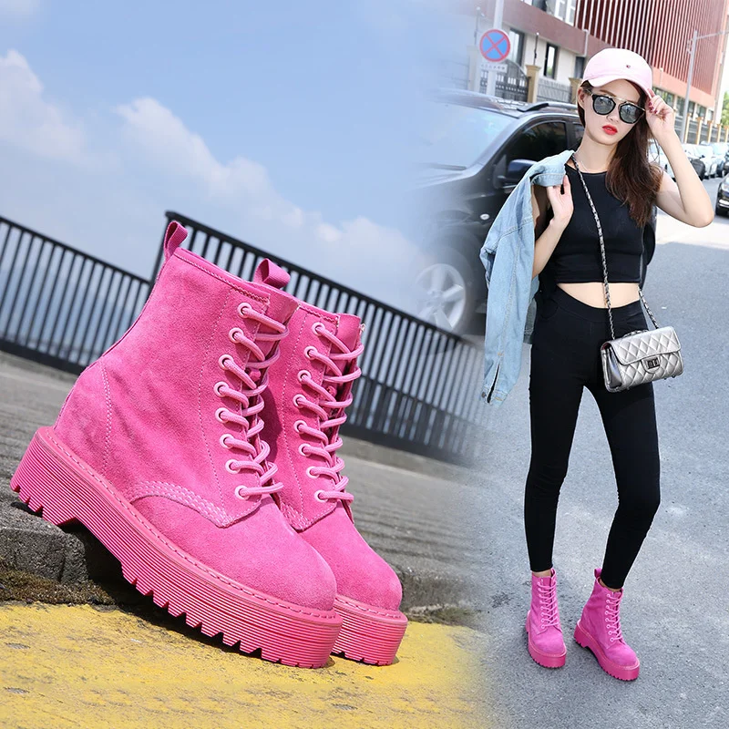 New mid boots in autumn 2020 women's pink lace up versatile frosted thick soled boots British women's Boots
New mid boots in autumn 2020 women's pink lace up versatile frosted thick soled boots British women's Boots