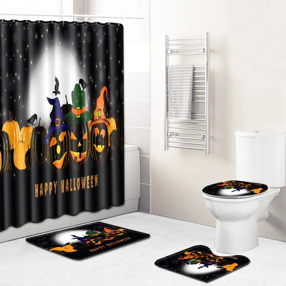 4pcs Halloween Bath Curtain Shower Curtain Absorbent Bathroom Rug Set Shower Mat Washable Toilet Rug Anti-slip Bath Mat Set
4pcs Halloween Bath Curtain Shower Curtain Absorbent Bathroom Rug Set Shower Mat Washable Toilet Rug Anti-slip Bath Mat Set