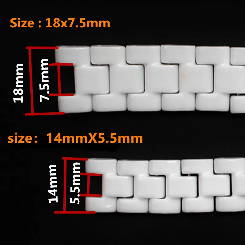 Ceramic Watchbands Men Women Watch Accessories Ceramic Strap Bracelet Band 14*5.5 / 18*7.5mm Watch Band wristband Notch End
Ceramic Watchbands Men Women Watch Accessories Ceramic Strap Bracelet Band 14*5.5 / 18*7.5mm Watch Band wristband Notch End