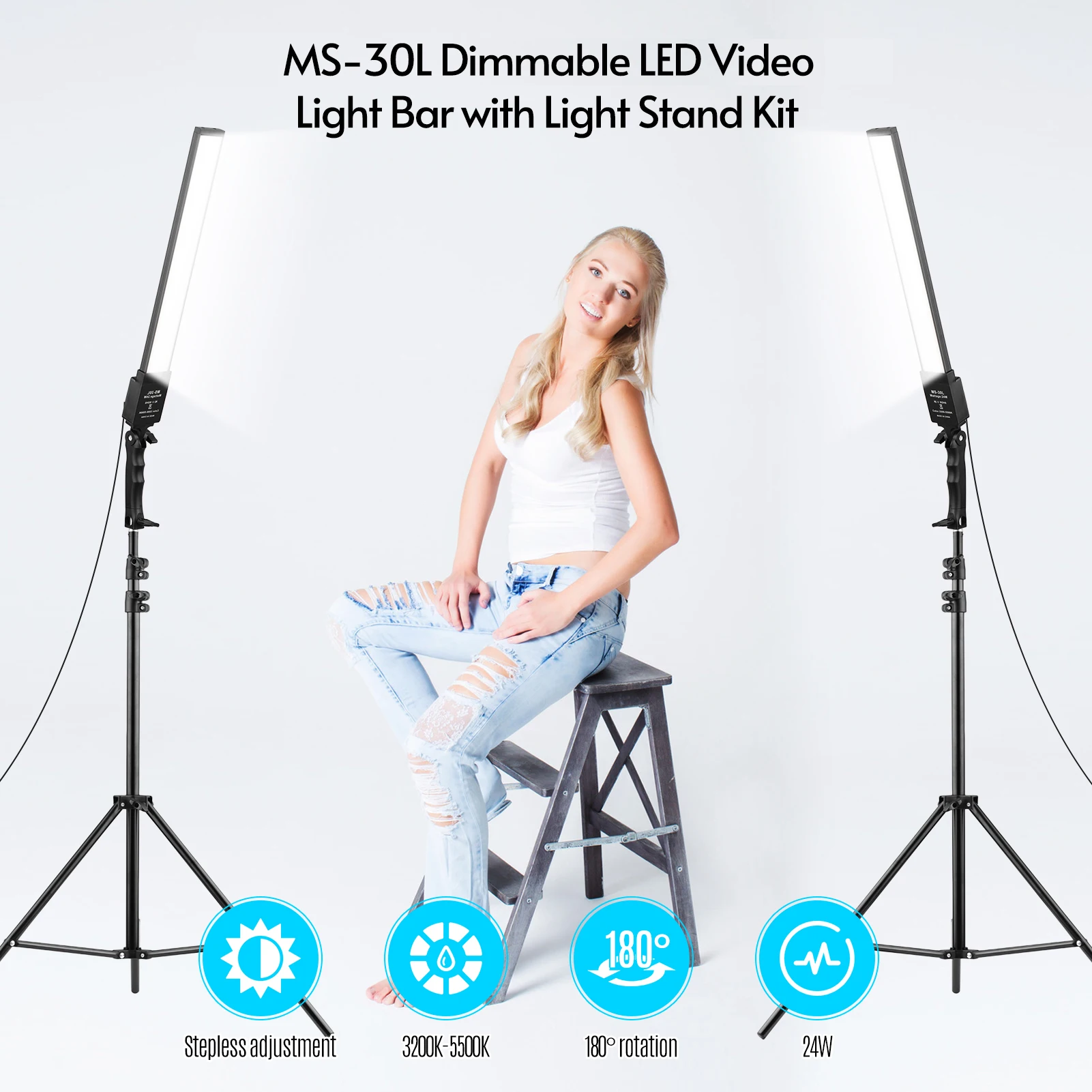 Professional Photography Studio LED Lighting Kit with 200-5500K Bi-color Dimmable LED Video Lamp Bar Strip Light 2M Light Stand
Professional Photography Studio LED Lighting Kit with 200-5500K Bi-color Dimmable LED Video Lamp Bar Strip Light 2M Light Stand