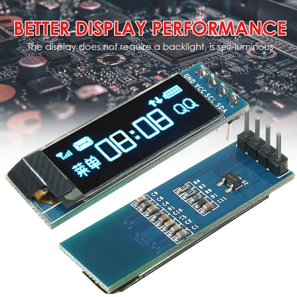 0.91 Inch 4 Pin 128x32 Blue White OLED Display Module SSD1306 Driver IC LCD Screen Board 3.3V 5V For Arduino PIC
0.91 Inch 4 Pin 128x32 Blue White OLED Display Module SSD1306 Driver IC LCD Screen Board 3.3V 5V For Arduino PIC