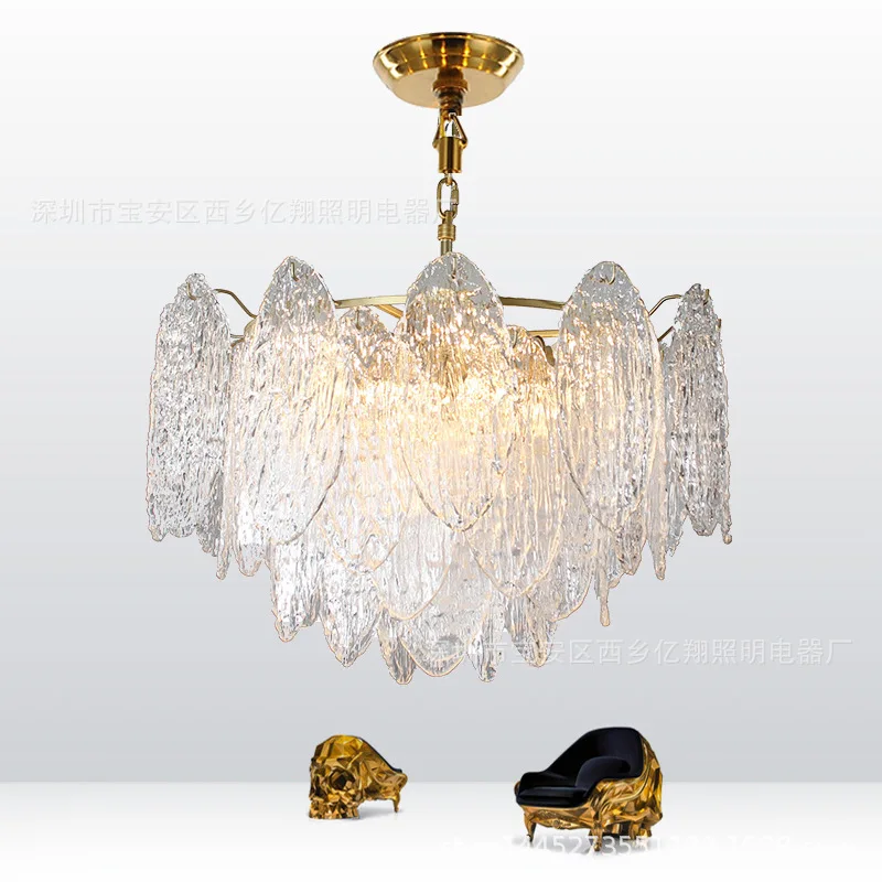Glass leaf chandelier postmodern simple Hong Kong style light luxury copper lamp creative personality living room dining room
Glass leaf chandelier postmodern simple Hong Kong style light luxury copper lamp creative personality living room dining room