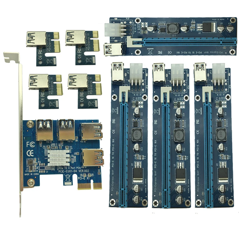 NEW Mining Card PCIe 1 to 4 PCI Express 16X Slots Riser Card PCI-E 1X to 16x External PCI-e Slot Adapter Port Multiplier for BTC
NEW Mining Card PCIe 1 to 4 PCI Express 16X Slots Riser Card PCI-E 1X to 16x External PCI-e Slot Adapter Port Multiplier for BTC