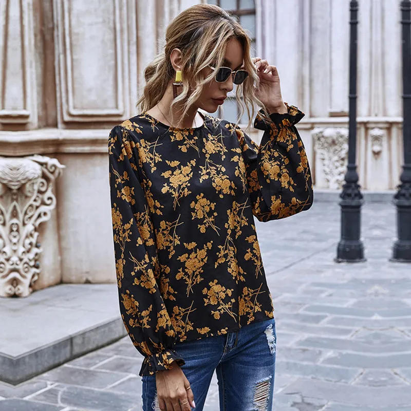 Fashion Chiffon Floral Print Blouse Women Casual Flare Sleeve O Neck Shirt Top Spring Summer Blouse For Women 2021 New
Fashion Chiffon Floral Print Blouse Women Casual Flare Sleeve O Neck Shirt Top Spring Summer Blouse For Women 2021 New