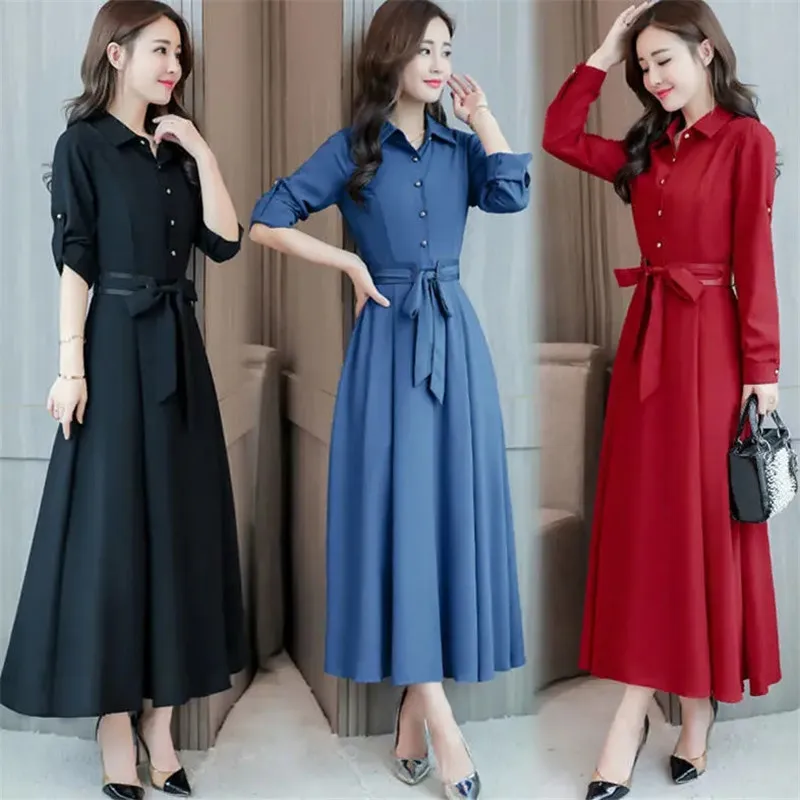 Женское длинное платье на пуговицах, однотонное ТРАПЕЦИЕВИДНОЕ ПЛАТЬЕ С Длинным Рукавом, поясом и отложным воротником, модель H278 на осень, ...
Женское длинное платье на пуговицах, однотонное ТРАПЕЦИЕВИДНОЕ ПЛАТЬЕ С Длинным Рукавом, поясом и отложным воротником, модель H278 на осень, ...