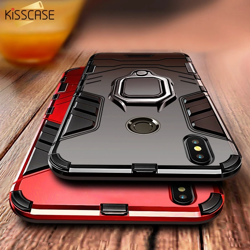Противоударный чехол KISS для Xiaomi mi 8 A2 A1 pocophone F1 Red Note 6 pro 5 4X с кольцом на палец